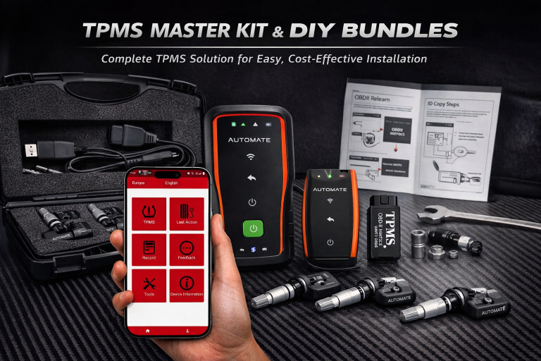 TPMS master kits and DIY bundles including sensors, tools and interfaces